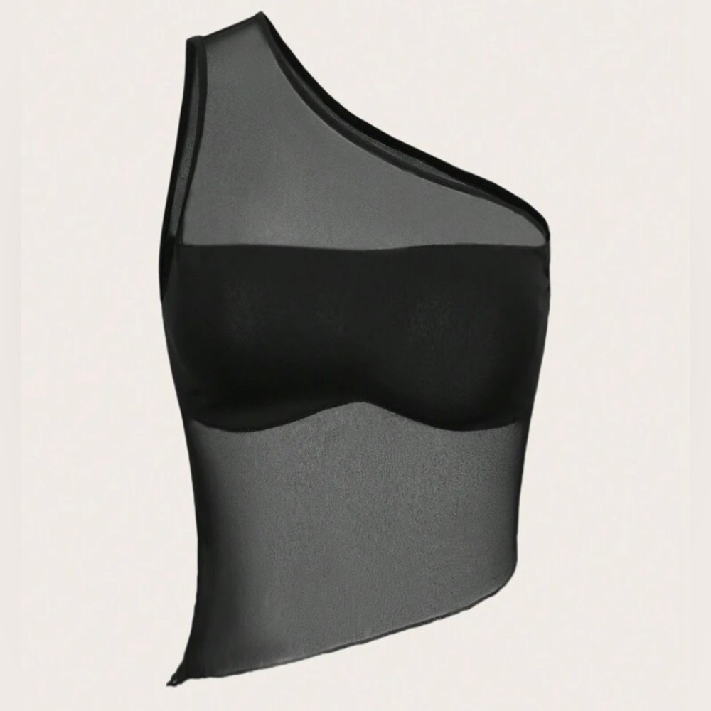 SHEIN ICON One Shoulder Mesh Top